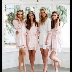 Blush lace bridesmaids robe